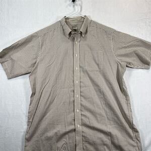 L.L. Bean Men's XL Big & Tall Brown Checkered Short Sleeve